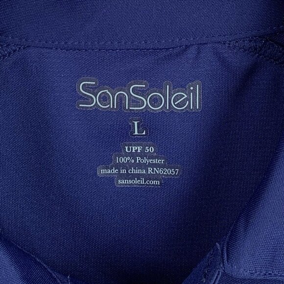 San Soleil Long Sleeve Polo Shirt Performance Fabric UV 50 Sun Protect Cooling - Picture 2 of 10